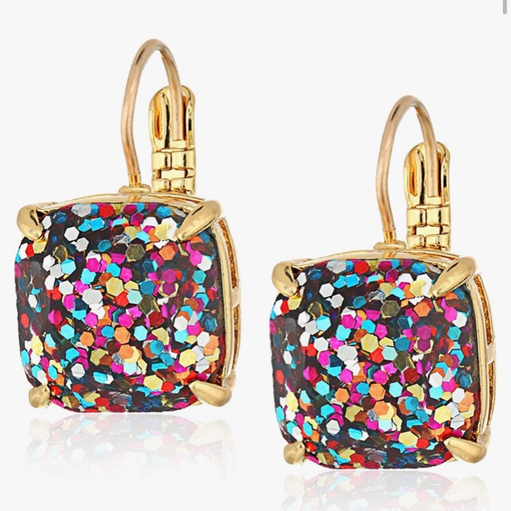 Kate Spade Lever Back Confetti Glitter Dangle Drop Earrings - Picture 2 of 3
